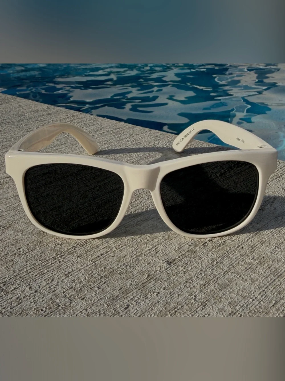Ruffle Butts White Kids Sunglasses with Black Lenses